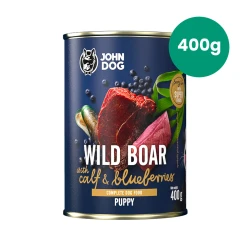 Dzik z Cielęciną i Jagodami 400g John Dog Berry Line karma mokra dla psich szczeniąt