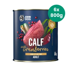 6x800g Cielęcina z Żurawiną John Dog Berry Line karma mokra dla psów dorosłych