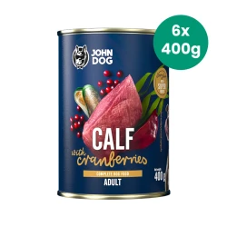 6x400g Cielęcina z Żurawiną John Dog Berry Line karma mokra dla psów dorosłych