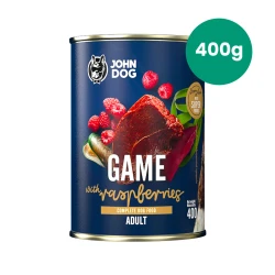 Dziczyzna z Malinami 400g John Dog Berry Line karma mokra dla psów dorosłych