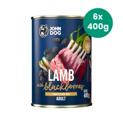 6x400g Jagnięcina z Jeżynami John Dog Berry Line karma mokra monobiałkowa dla psów dorosłych