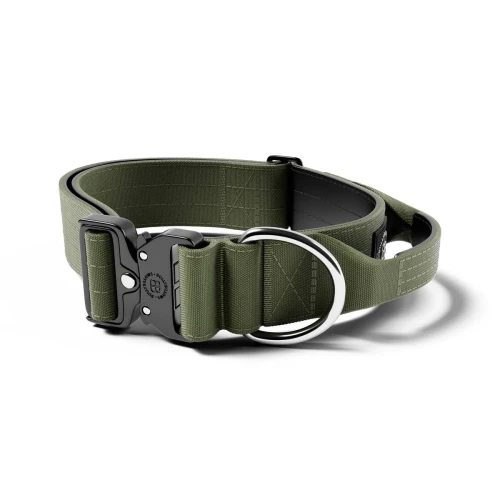 BullyBillows Combat Collar With Handle – obroża khaki, szerokość 5 cm