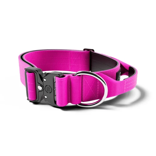 BullyBillows Combat Collar With Handle – obroża fuksjowa, szerokość 5 cm
