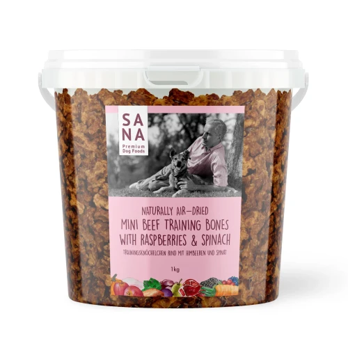 SANADOG Mini Bones wołowina z malinami i szpinakiem 1 kg – kosteczki treningowe