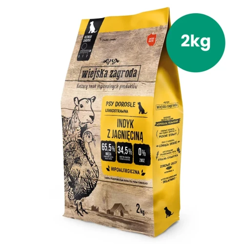Wiejska Zagroda indyk z jagnięciną 2 kg – karma sucha