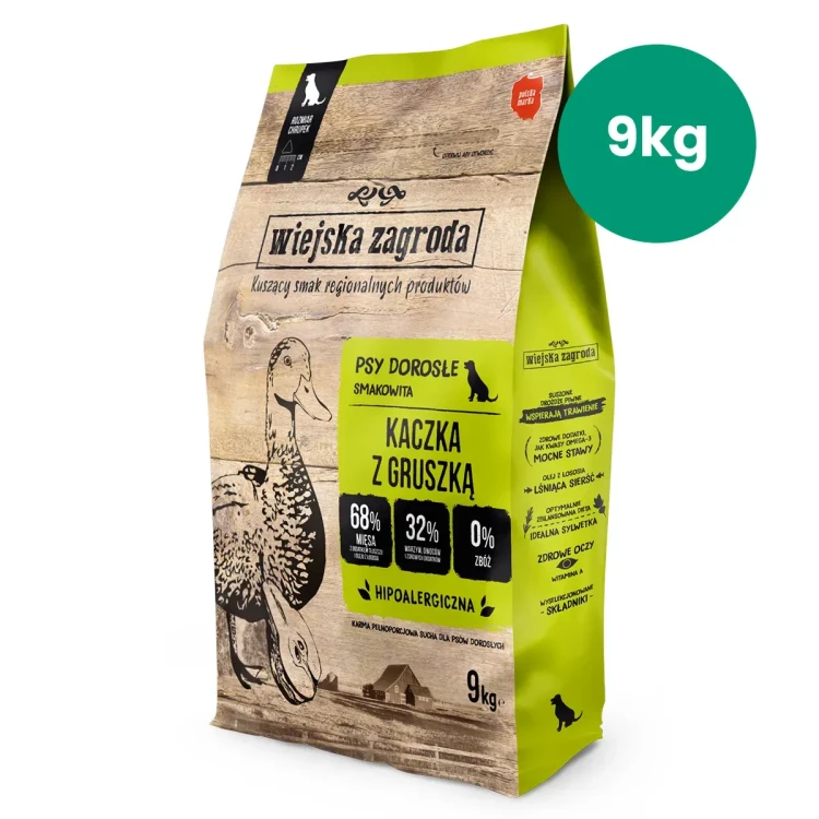 Wiejska Zagroda kaczka z gruszką 9 kg – karma sucha