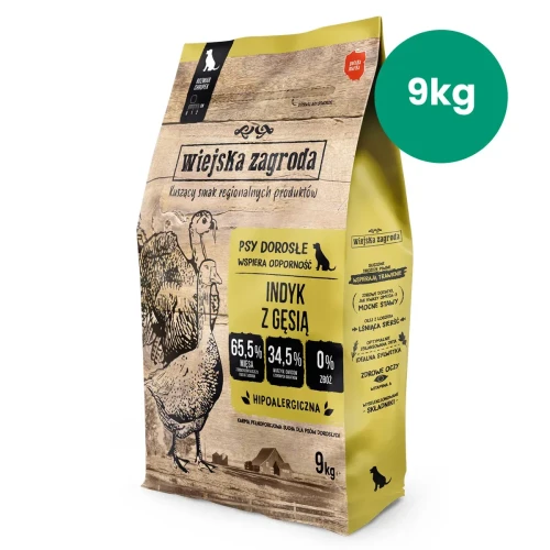 Wiejska Zagroda indyk z gęsią 9 kg – karma sucha