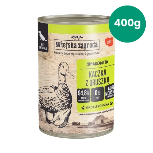 Wiejska Zagroda kaczka z gruszką 400 g – karma mokra