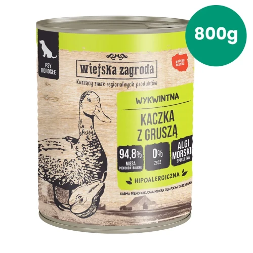 Wiejska Zagroda kaczka z gruszką 800 g – karma mokra