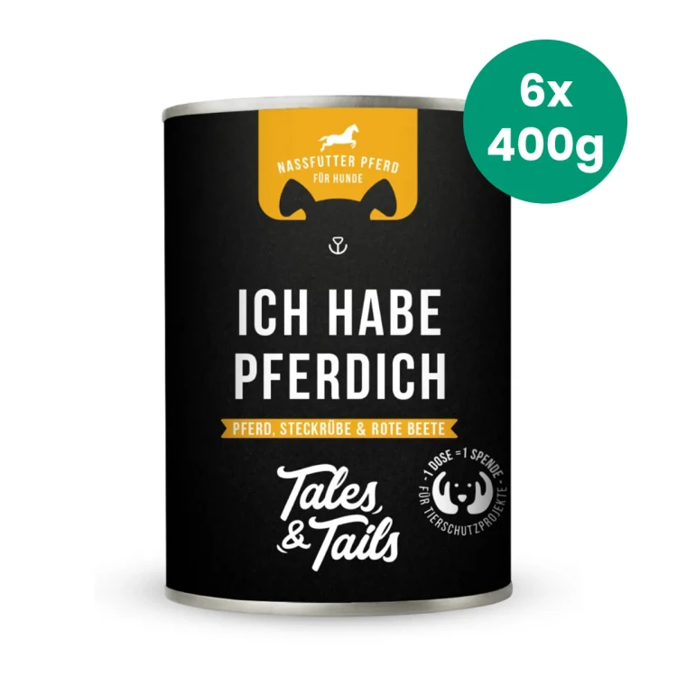 Zestaw-6x400g-Konina-monobiałkowa-karma-mokra-dla-psa-Tales-&-Tails-Ich-habe-PFERDich.webp