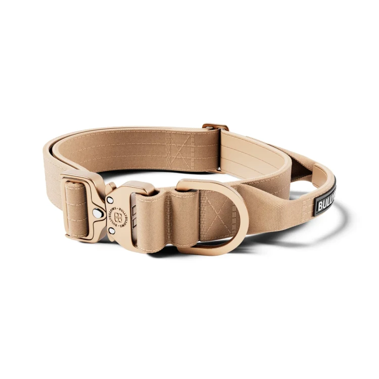 BullyBillows Light Combat 4 cm – beżowa obroża z uchwytem