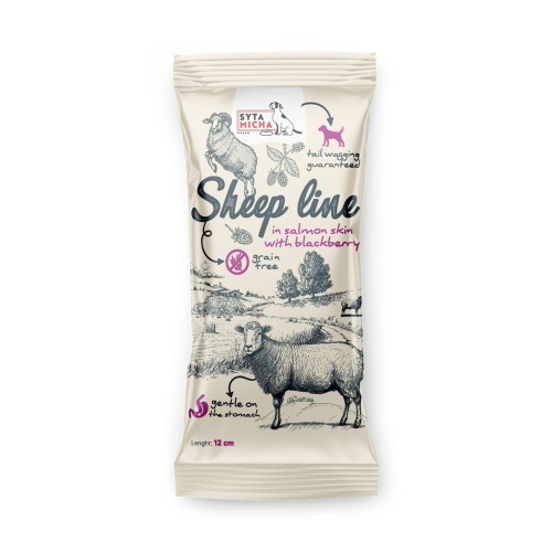 Syta Micha Sheep Line w skórze z łososia 12 cm – gryzak dla psa