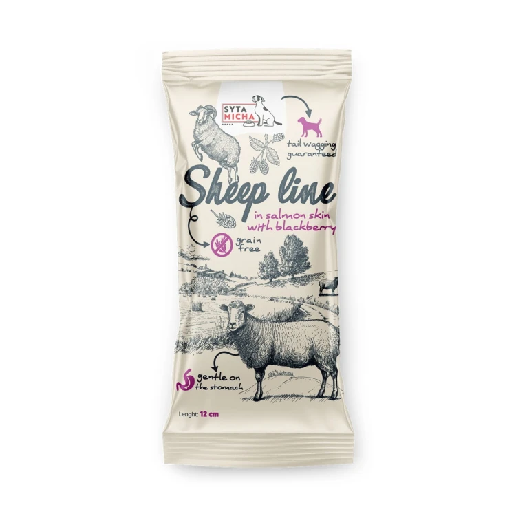 Syta Micha Sheep Line w skórze z łososia 12 cm – gryzak dla psa