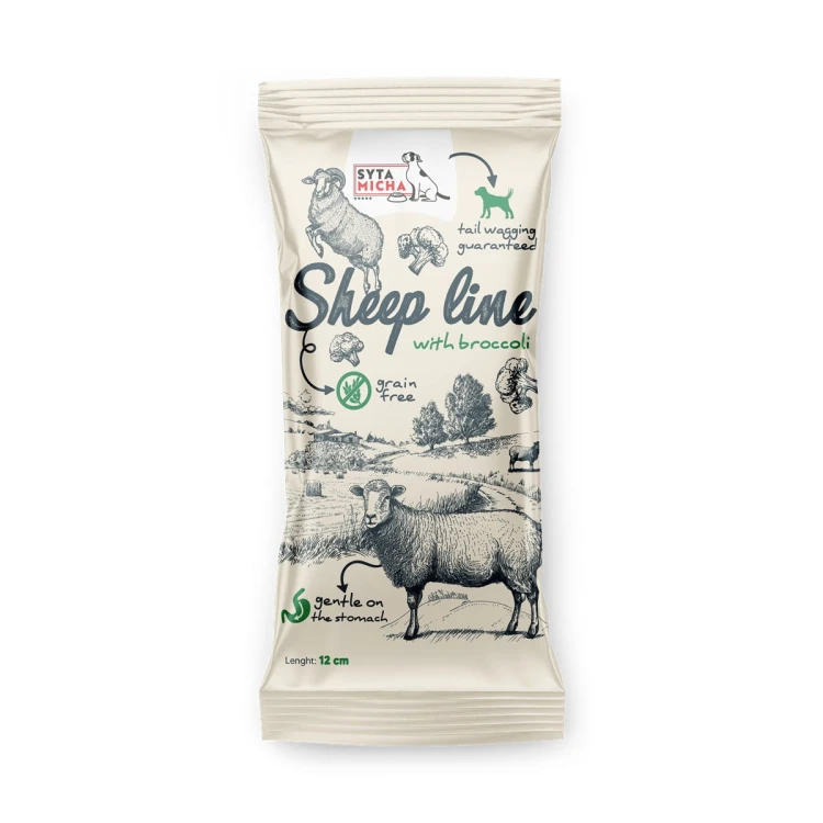 Syta Micha Sheep Line z brokułem 12 cm – gryzak dla psa