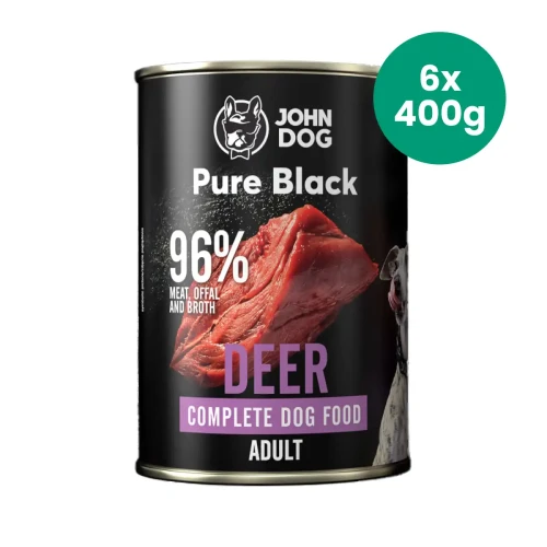 John Dog Pure Black jeleń 6 × 400 g – karma mokra dla psa