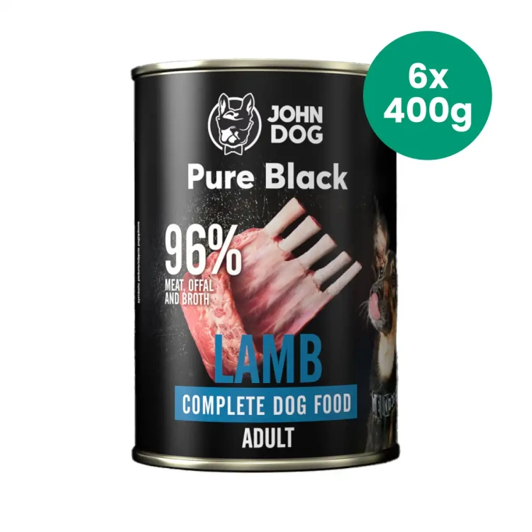 6x400g-Jagnięcina-Pure-Black-John-Dog-monobiałkowa-mokra-karma-dla-psa.webp