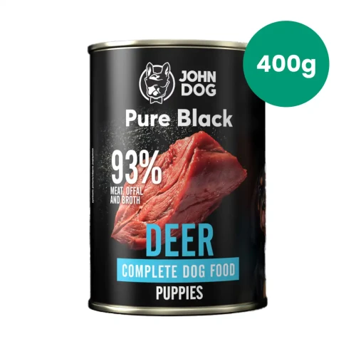 John Dog Pure Black Junior jeleń 400 g – puszka