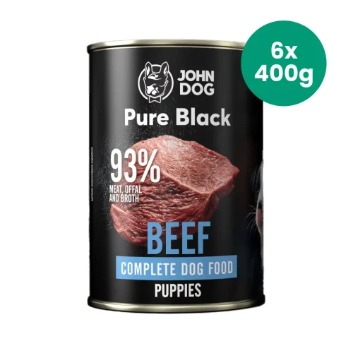 John Dog Pure Black Junior wołowina 6 × 400 g – puszka