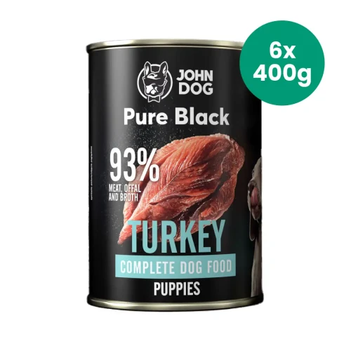 John Dog Pure Black Junior indyk 6 × 400 g – puszka