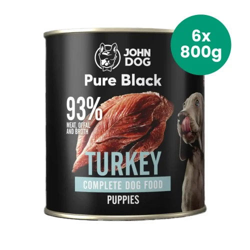 John Dog Pure Black Junior indyk 6 × 800 g – puszka