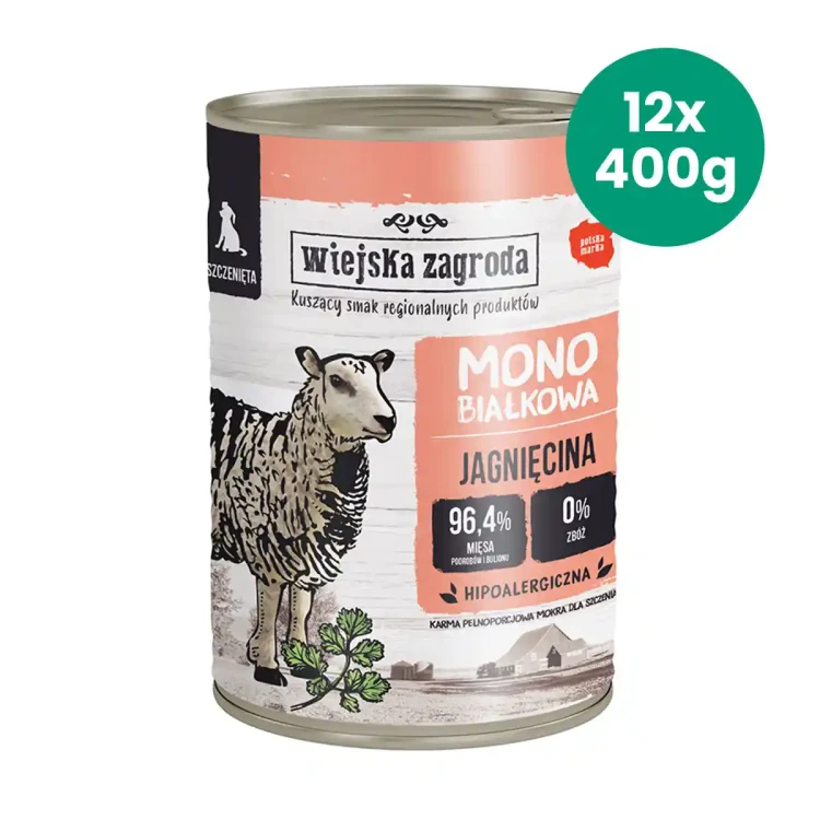 12x400g-Jagnięcina-Wiejska-Zagroda-karma-mokra-monobiałkowa-dla-psich-szczeniąt.webp