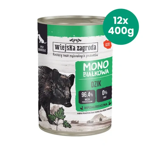 Wiejska Zagroda dzik 12 × 400 g – karma mokra