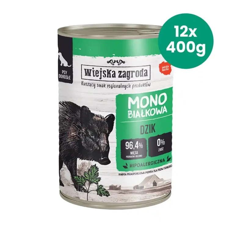Wiejska Zagroda dzik 12 × 400 g – karma mokra