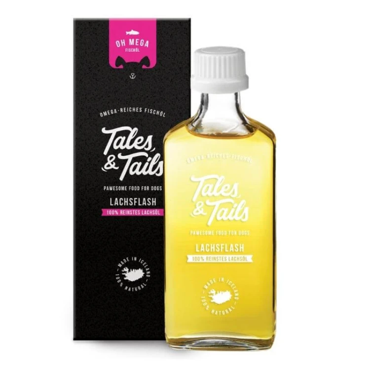 Tales & Tails olej z łososia 240 ml – butelka i kartonik