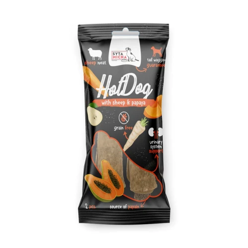 Syta Micha HotDog z papają w skórze owcy – opakowanie 2 szt.