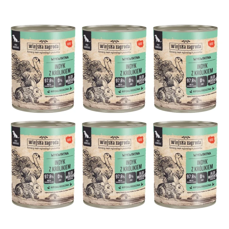 6x800g-Indyk-z-Królikiem-Wiejska-Zagroda-karma-mokra-dla-psa.webp