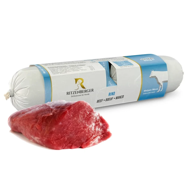 Ritzenberger Puppy wołowina 2 × 400 g – rolada mokrej karmy