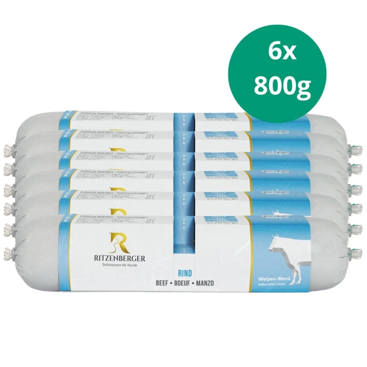 Ritzenberger wołowina dla szczeniąt – zestaw rolad 6 × 800 g