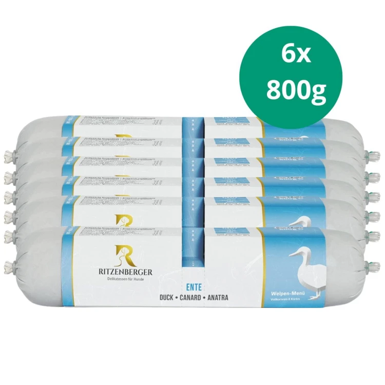 Ritzenberger kaczka dla szczeniąt – zestaw rolad 6 × 800 g