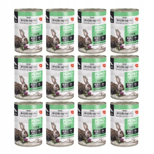 Wiejska Zagroda królik 12 × 400 g – zestaw karmy mokrej