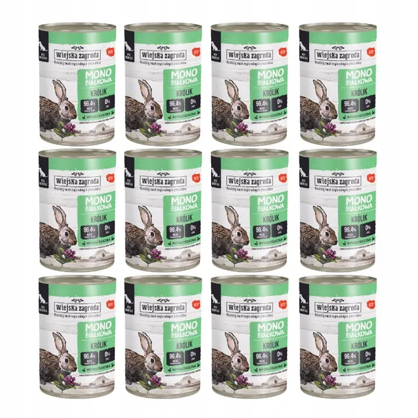 Wiejska Zagroda królik 12 × 400 g – zestaw karmy mokrej