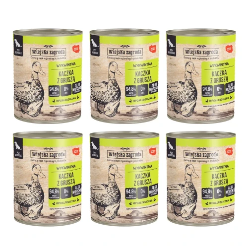 Wiejska Zagroda kaczka z gruszką 6 × 800 g – zestaw karmy