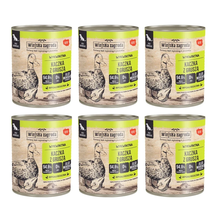 Wiejska Zagroda kaczka z gruszką 6 × 800 g – zestaw karmy
