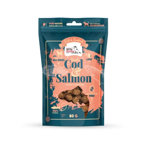 Syta Micha Fish & Seafood dorsz z łososiem 80 g