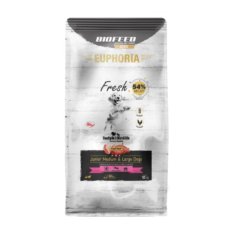 Euphoria Fresh Junior indyk z królikiem 12 kg – średnie i duże rasy