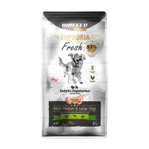 Euphoria Fresh Adult indyk z jagnięciną 2 kg – średnie i duże rasy