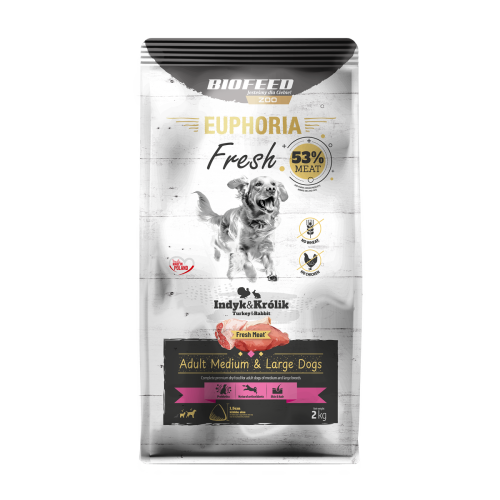 Euphoria Fresh Adult indyk z królikiem 2 kg – średnie i duże rasy