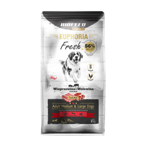 Euphoria Fresh Adult wieprzowina z wołowiną 2 kg – średnie i duże rasy