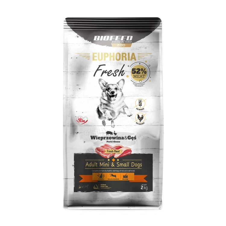 Euphoria Fresh Adult wieprzowina z gęsią 2 kg – mini i małe rasy