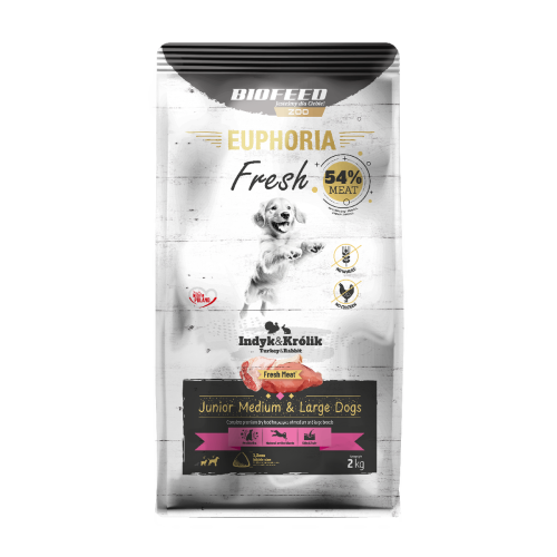 Euphoria Fresh Junior indyk z królikiem 2 kg – średnie i duże rasy