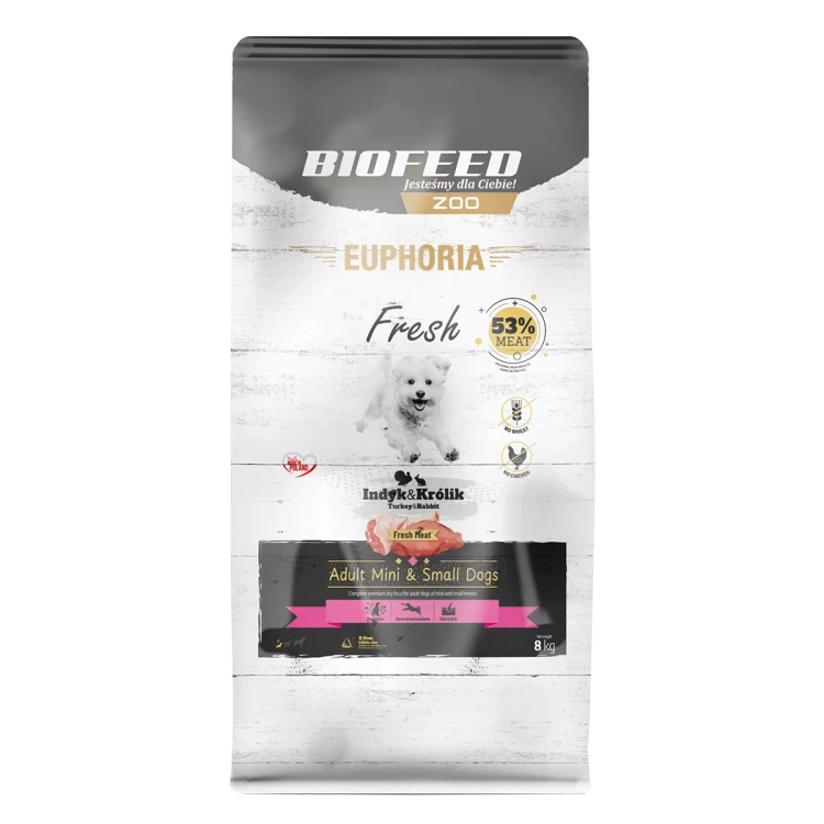 Euphoria Fresh Adult indyk z królikiem 8 kg – mini i małe rasy