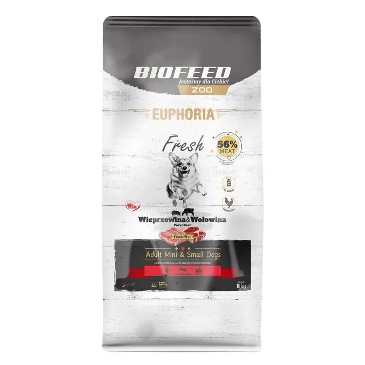 Euphoria Fresh Adult wieprzowina z wołowiną 8 kg – mini i małe rasy