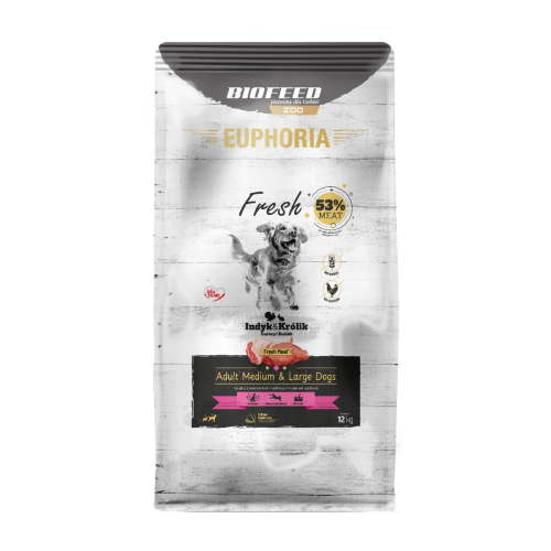 Euphoria Fresh Adult indyk z królikiem 12 kg – średnie i duże rasy