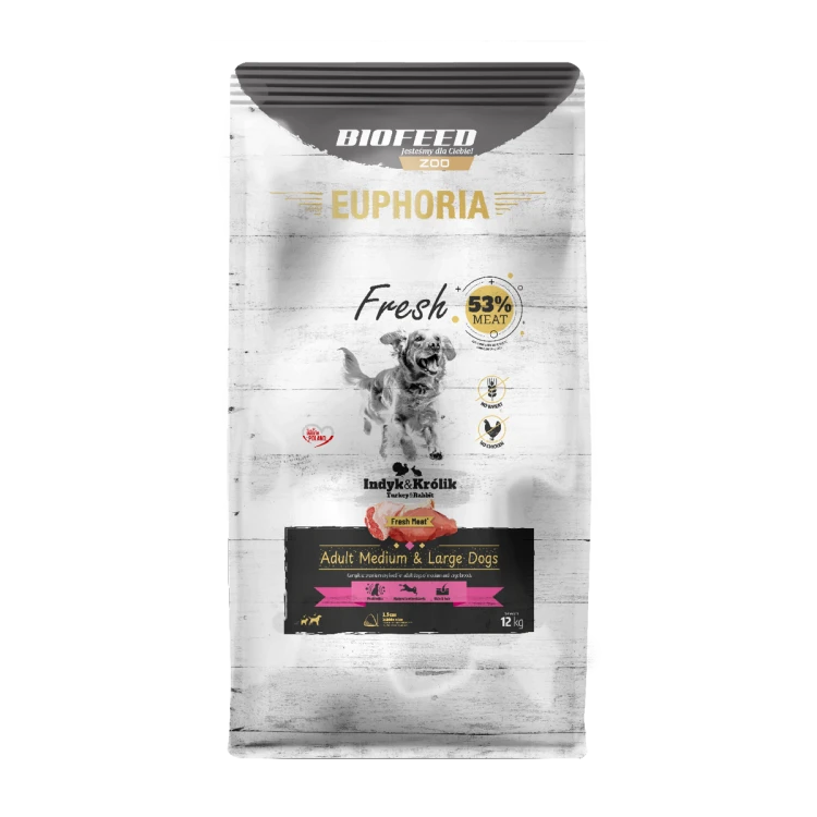 Euphoria Fresh Adult indyk z królikiem 12 kg – średnie i duże rasy