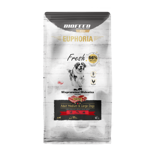Euphoria Fresh Adult wieprzowina z wołowiną 12 kg – średnie i duże rasy