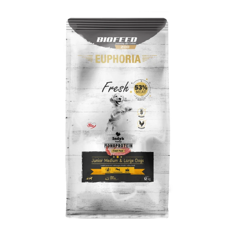 Euphoria Fresh Junior indyk 12 kg – średnie i duże rasy